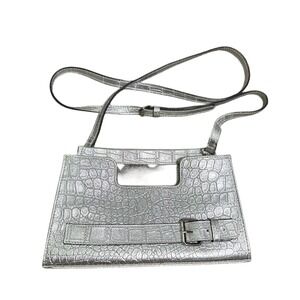 Alfeya Valrina Imah Small Clutch Crossbody Bag In Silver Croc